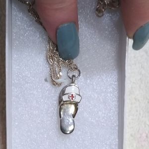 Nurse theme Silver Flip Flops Necklace